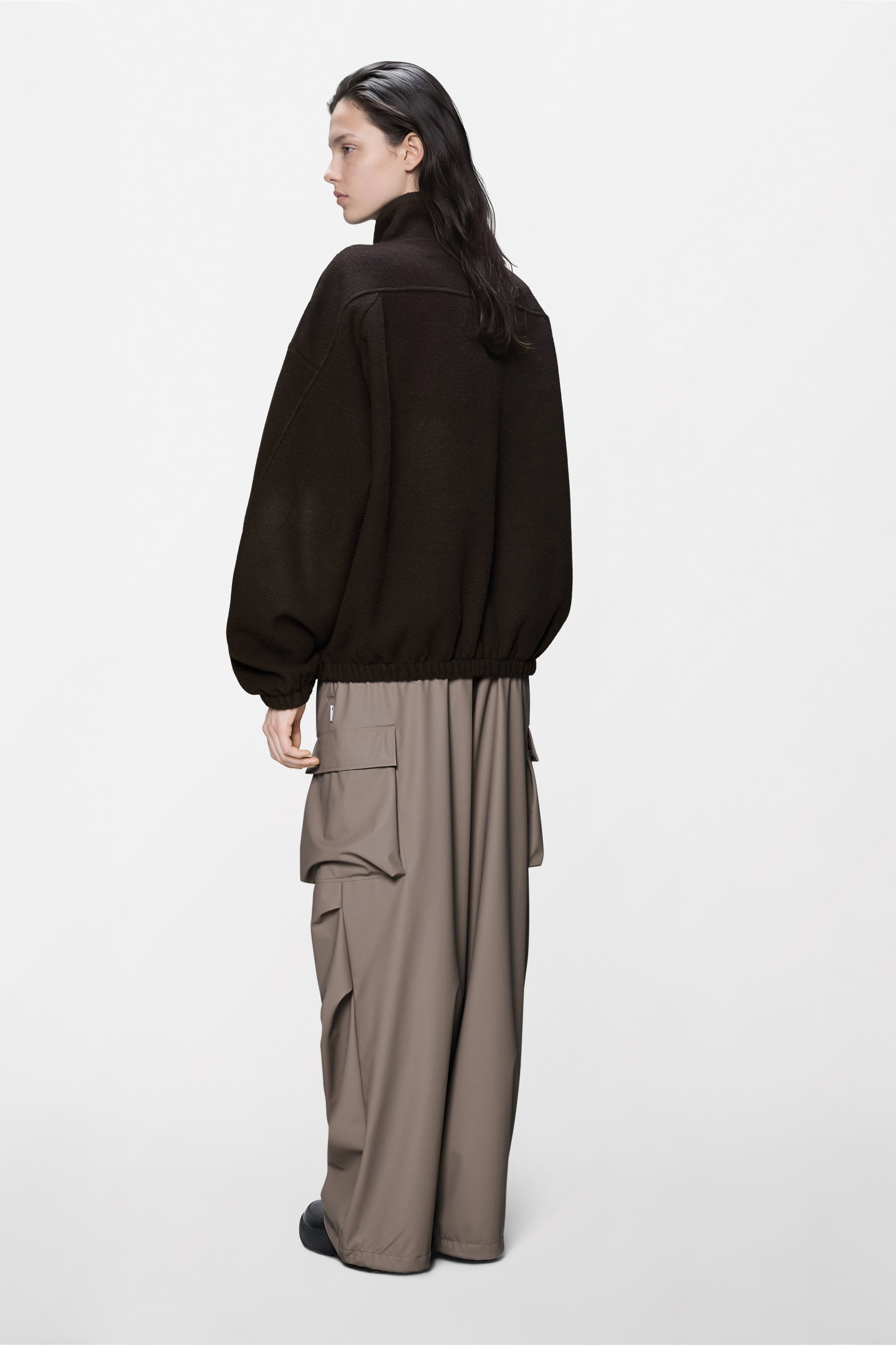 RAINS Fleece Zip Jacket Bark Long Sleeve