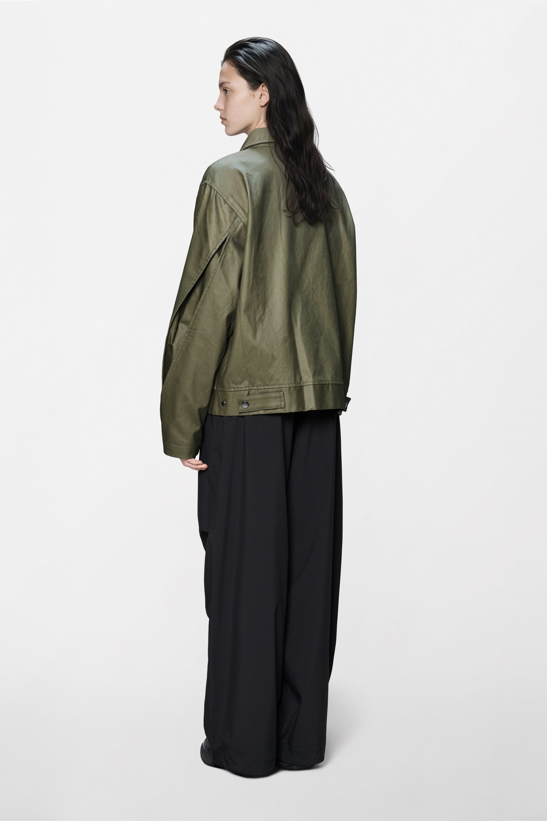 RAINS Heavy Woven Overshirt Moss Long Sleeve
